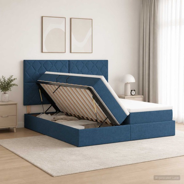 Safety bed with headboard Blue 200 x 200 cm Fabric