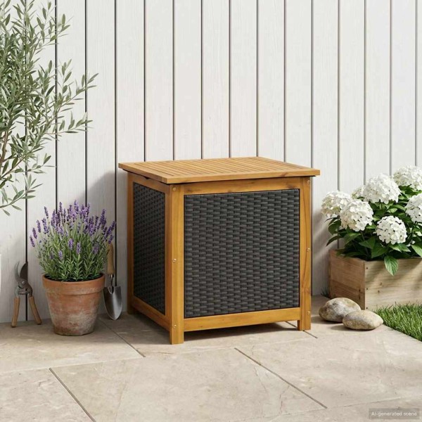 Garden storage box 185 L Solid acacia wood Black