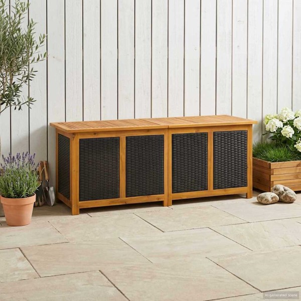 Garden storage box 243 L Solid acacia wood Black