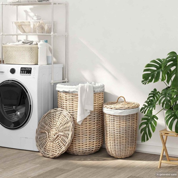 Laundry basket with lid GENDT 2 pcs. Naturally gray