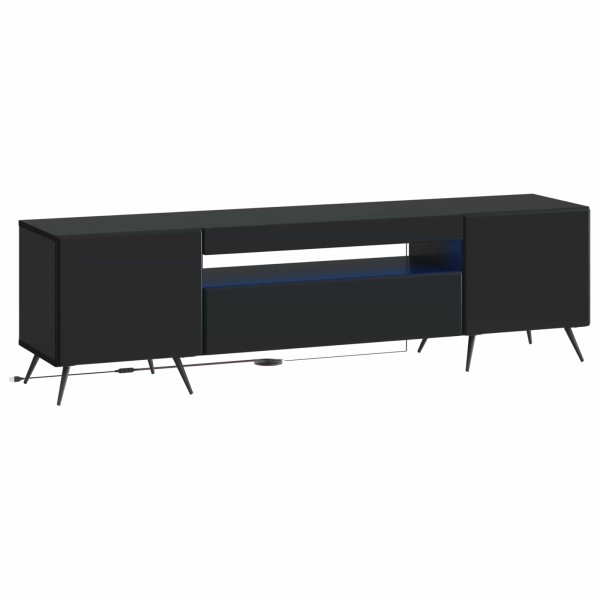 LED TV cabinet Black Processed wood
