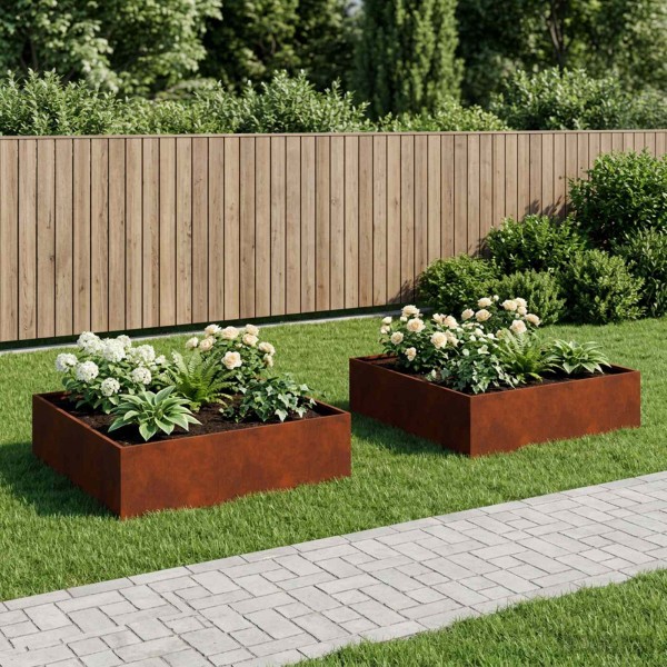 Garden pot 2 pcs. Rusting 80 x 80 x 30 cm