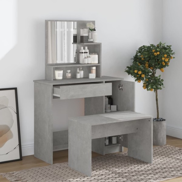 Dressing table set, concrete gray, 86.5x35x136cm
