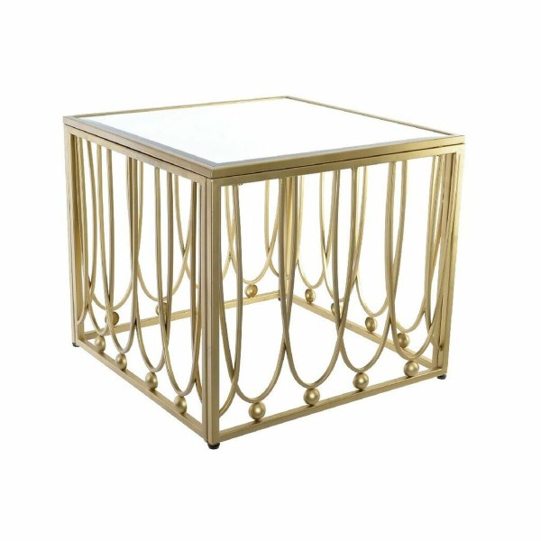Šoninis staliukas DKD Home Decor Veidrodis Auksinis Metalinis MDF (57 x 57 x 52 cm)