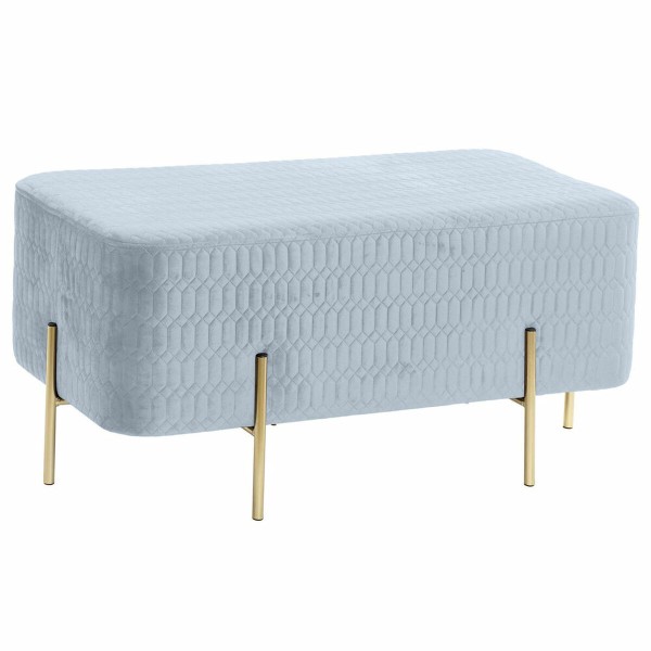 Bench DKD Home Decor Golden Metal Polyester Sky blue Sponge (91 x 46,5 x 42 cm)