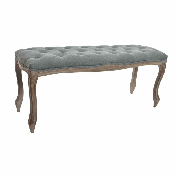 Bench DKD Home Decor Grey Natural Wood Polyester Dark grey (112 x 36 x 48 cm)