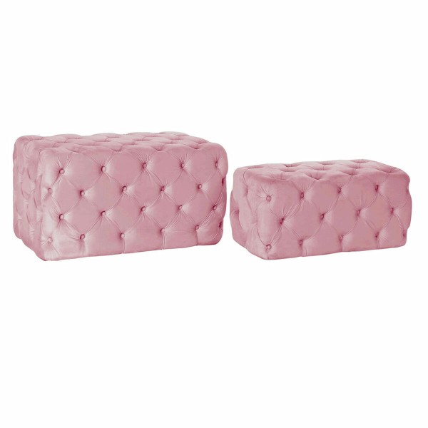 Bench DKD Home Decor Pink Polyester Velvet MDF Wood (88 x 53 x 47,76 cm)