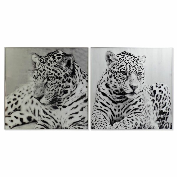 Paveikslas DKD Home Decor 100 x 2,5 x 100 cm Leopardas (2 vnt.)