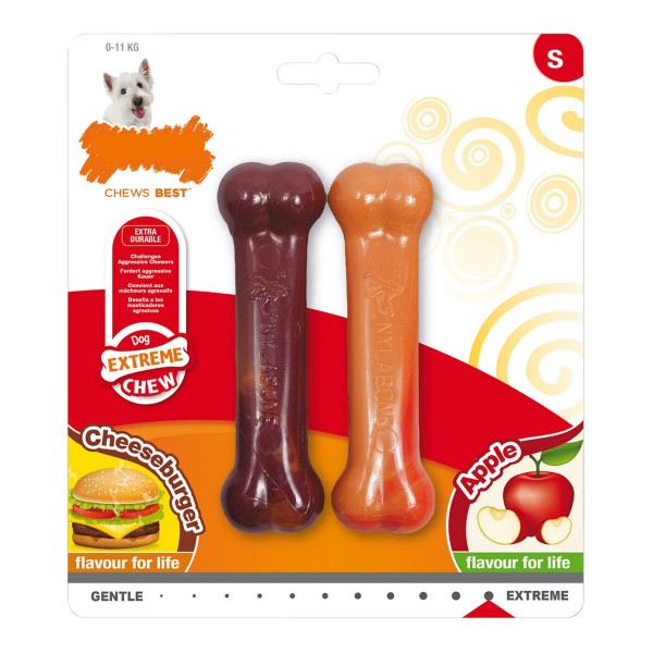 Koera närimismänguasi Nylabone Extreme Chew Twin Õun Juust Hamburger Suurus S Nailon (2 pcs)