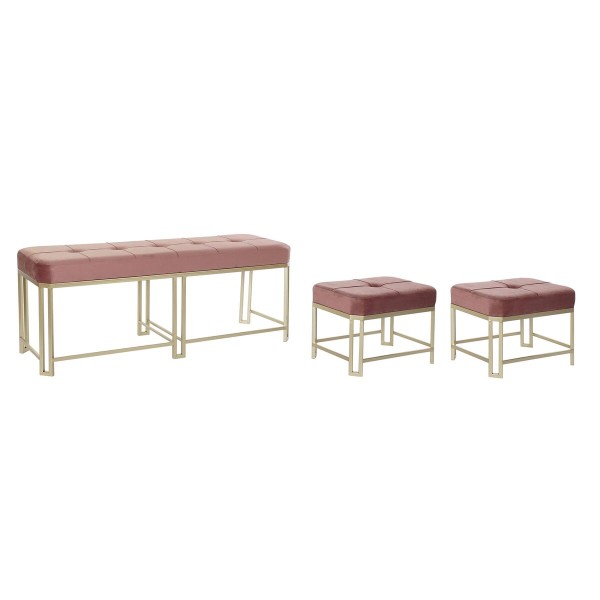 Bench DKD Home Decor Pink Metal Velvet (120 x 40 x 46 cm)