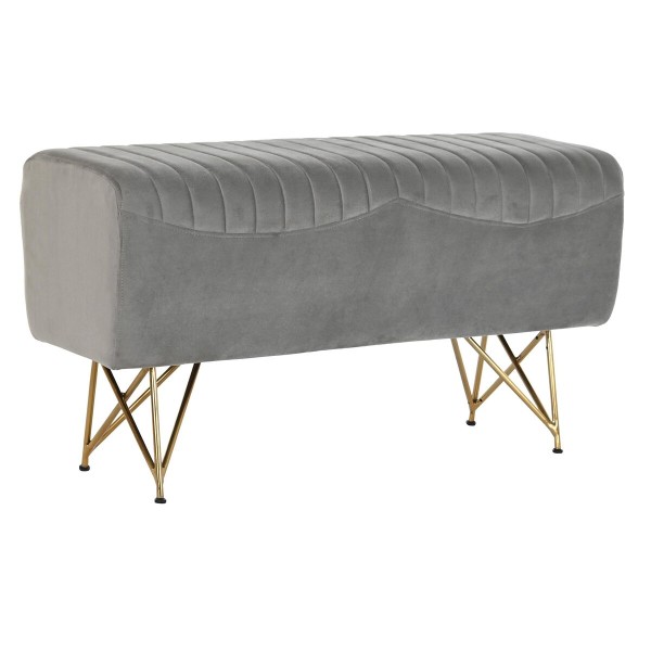 Bench DKD Home Decor 90 x 31 x 47 cm Grey Golden Metal