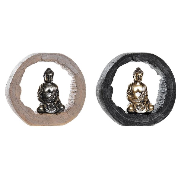 Dekoratiivkuju DKD Home Decor Must Kuldne Buddha Idamaine 20,8 x 6 x 18,5 cm (2 Ühikut)