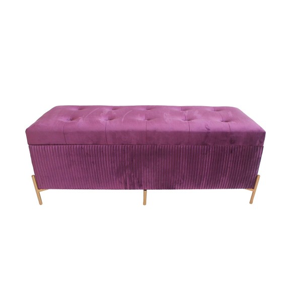 Foot-of-bed Bench DKD Home Decor Kullattu Purppura Puu MDF 115 x 43 x 46 cm