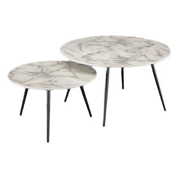 Set of 2 tables DKD Home Decor Valkoinen Kullattu 80 x 80 x 45 cm