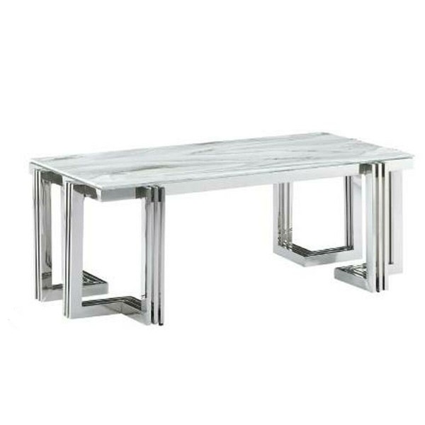 Centre Table DKD Home Decor White Silver Crystal Steel 120 x 60 x 45 cm