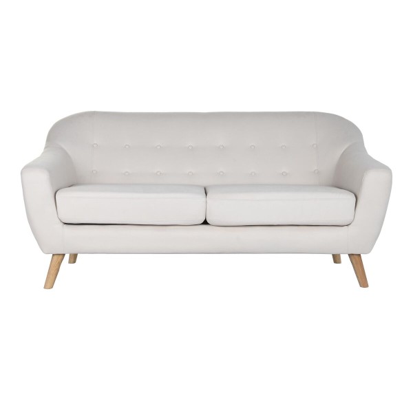 Sofa DKD Home Decor Natural Polyester Rubber wood Cream (172 x 82 x 82 cm)