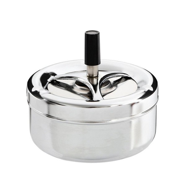 Ashtray Excellent Houseware With lid Rotating Silver Multicolour metal Stainless steel Ø 9,5 cm