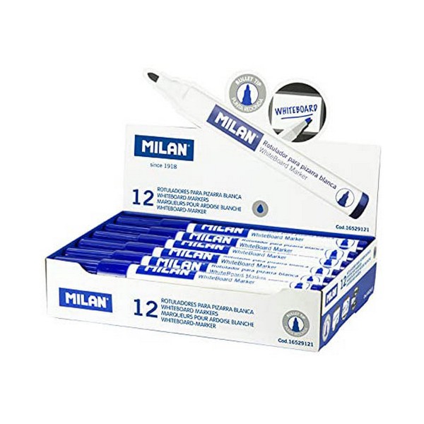 felt-tip pens Milan Whiteboard 12 Units Blue PVC