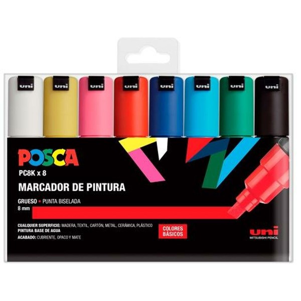 Tussisetti POSCA PC-8K Monivärinen 8 mm 8 Kappaletta