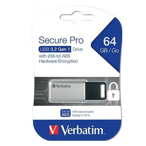 USB-tikku Verbatim Secure Pro Musta Musta/Harmaa 64 GB