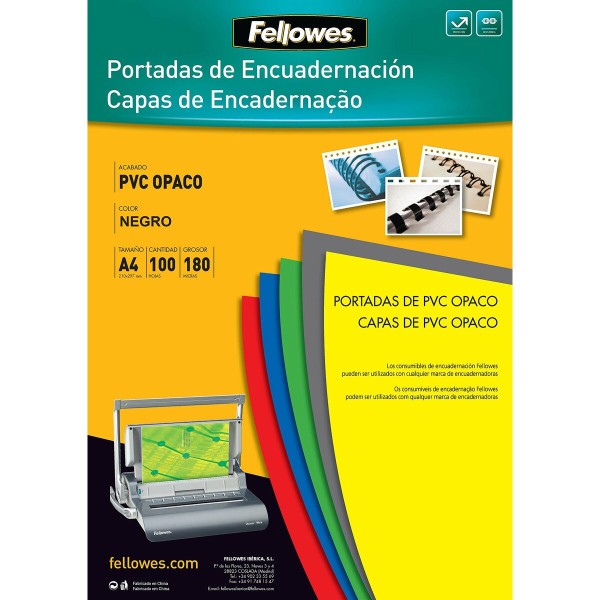 Suoja Fellowes 100 osaa Sidonta Musta A4 PVC