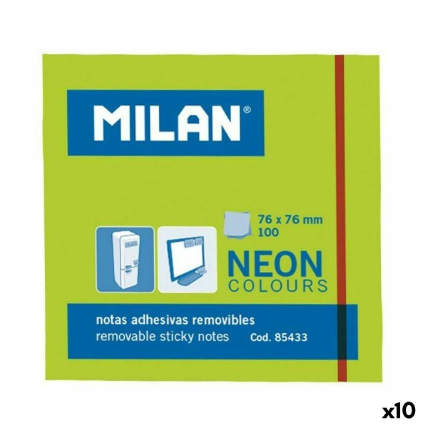 Līmlapiņas Milan Zaļš 76 x 76 mm (10 gb.)