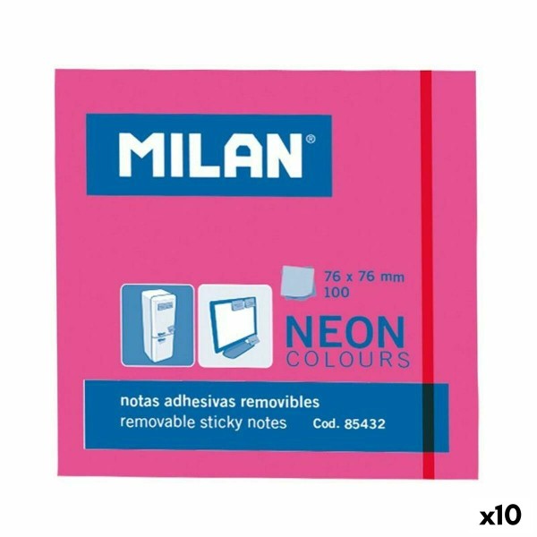 Стикеры для записей Milan Розовый 76 x 76 mm (10 штук)