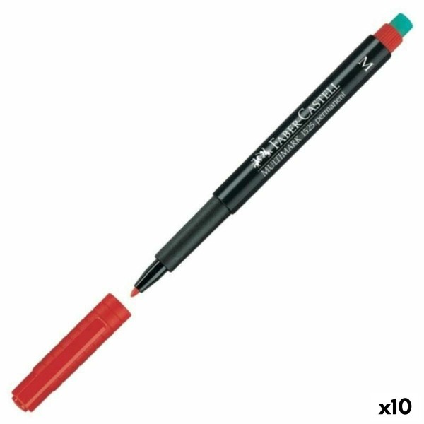 Nuolatinis žymeklis Faber-Castell Multimark 1525 M Raudona (10 vnt.)