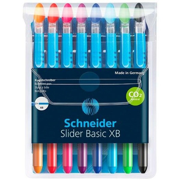 Biro pastapliiatsite komplekt Schneider Slider Basic XB 8 Tükid, osad Mitmevärviline