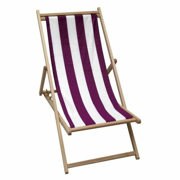 Sun-lounger Jardin Prive Chilean Rojo/Blanco Canvas Stripes Red beech wood White (106 x 55 x 95 cm)