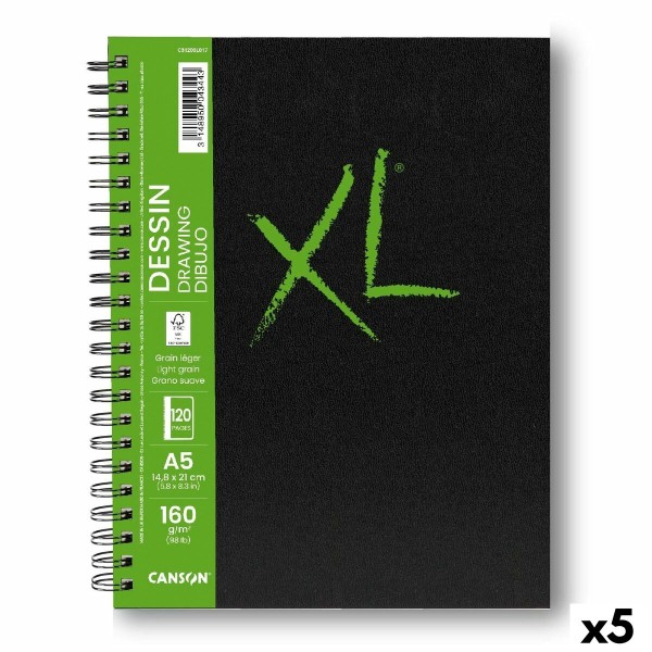 Piešimo bloknotas Canson XL Drawing Balta A5 5 vnt. 60 Paklodės 160 g/m2 148 x 210 mm