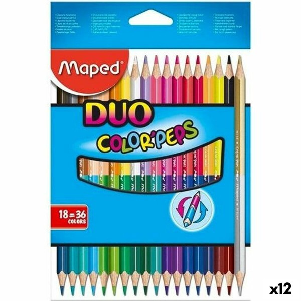 Цветные карандаши Maped Duo Color' Peps Разноцветный 18 Предметы Двойной (12 штук)