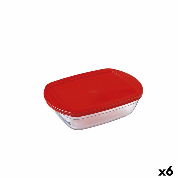 Stačiakampė priešpiečių dėžutė su dangteliu Ô Cuisine Cook&store Ocu Raudona 400 ml 17 x 10 x 5 cm stiklas Silikoninis (6 vnt.)