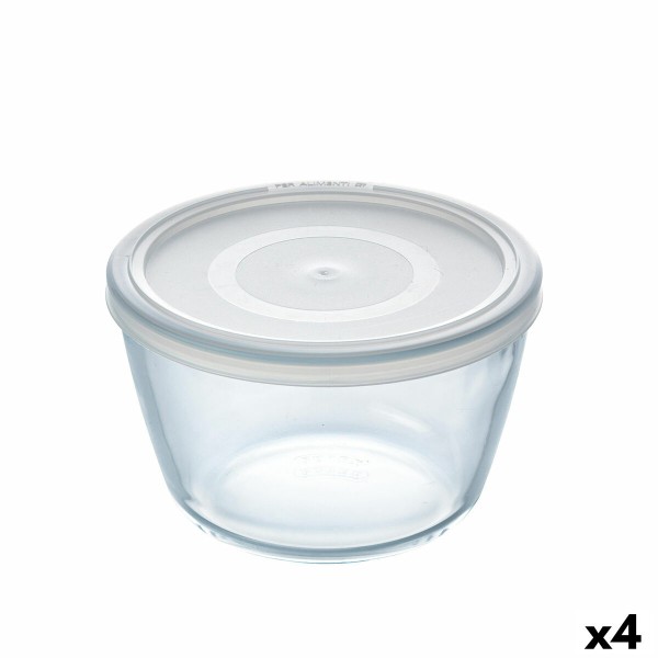 Apvali pietų dėžutė su dangteliu Pyrex Cook & Freeze 1,1 L 15 x 15 x 10 cm Skaidrus Silikoninis stiklas (4 vnt.)