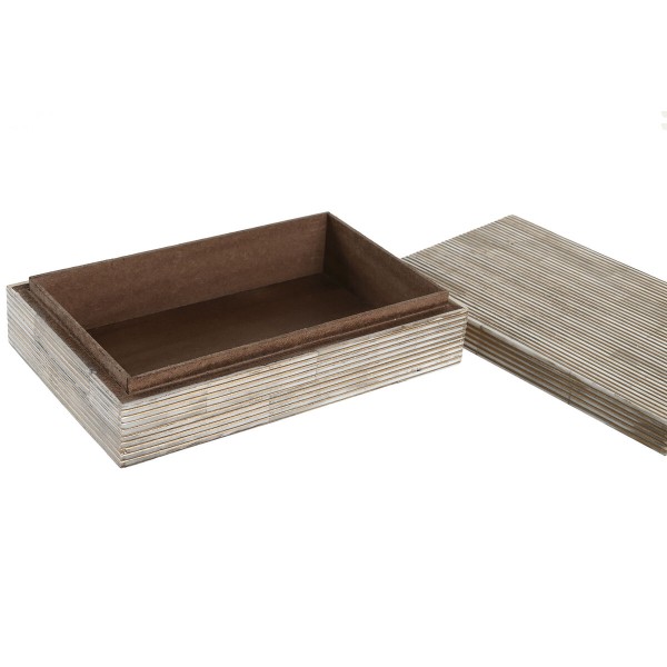 Dėžutė DKD Home Decor 20,5 x 13 x 5,5 cm Kreminė Kaulas Derva