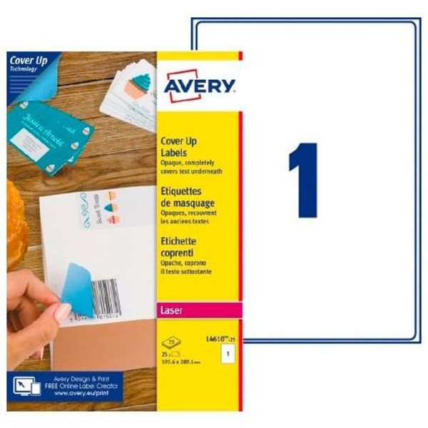 Этикетки для принтера Avery L4610 Белый 25 Листья 199,6 x 289,1 mm (5 штук)