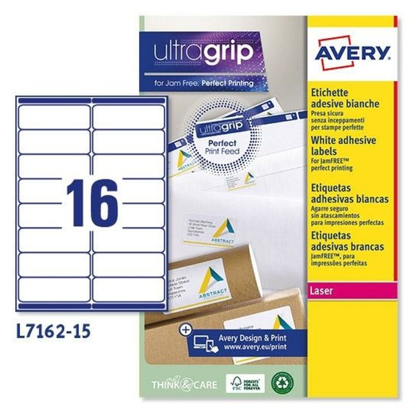 Printera birkas Avery L7162 Balts 15 Loksnes 99,1 x 33,9 mm (5 gb.)