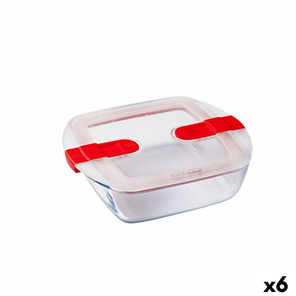 hermeetiline lõunasöögi karp Pyrex Cook&heat 1 L 20 x 17 x 6 cm Punane Klaas (6 Ühikut)