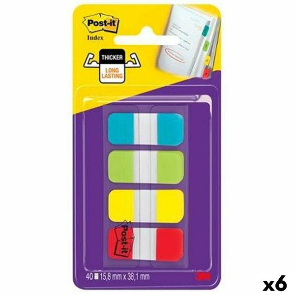 Lipnių lapukų rinkinys Post-it Index Spalvotas 40 Paklodės 15,8 x 38 mm (6 vnt.)