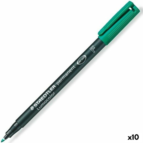 Permanenttimarkkeri Staedtler Lumocolor 318 F Vihreä (10 osaa)