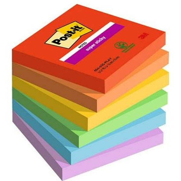 Kleepuvad Märkmepaberid Post-it Super Sticky Mitmevärviline 6 Tükid, osad 76 x 76 mm (2 Ühikut)