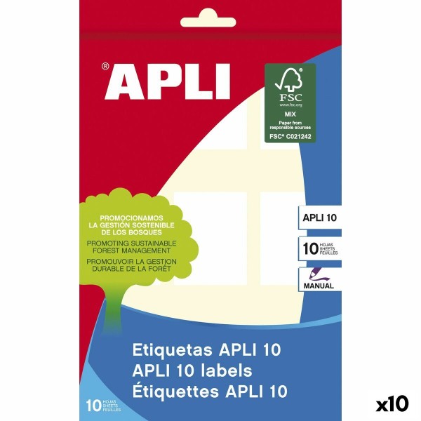 Lipnios etiketės Apli Balta 10 Paklodės 32 x 41 mm (10 vnt.)