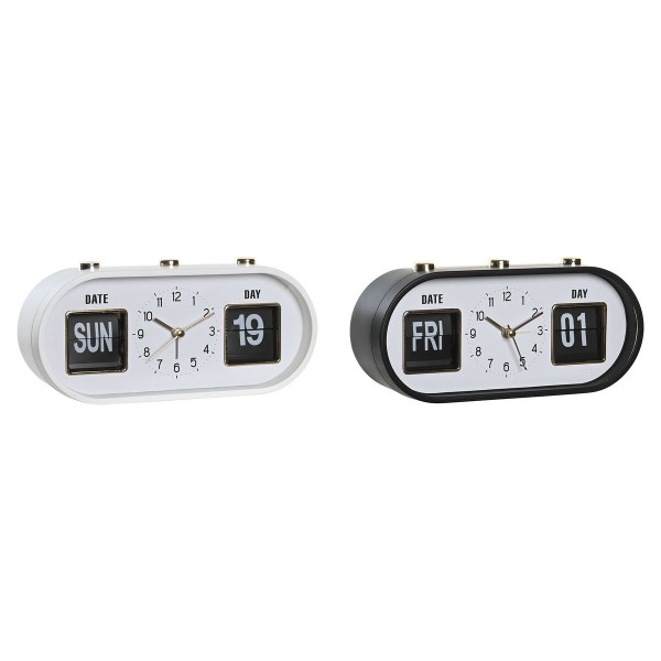 Alarm Clock DKD Home Decor 20 x 6 x 9,5 cm Black White PVC (2 Units)