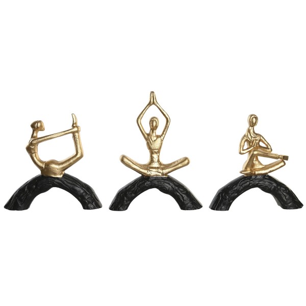 Декоративная фигура DKD Home Decor 28 x 7 x 35 cm 28 x 8 x 36 cm Чёрный Позолоченный Yoga (3 штук)