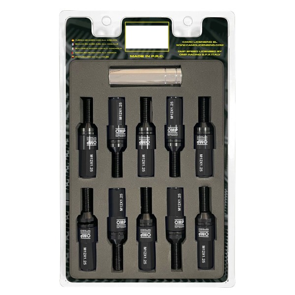 Skrūvju komplekts OMP OMPS09971201 28 mm Melns M12 x 1,25