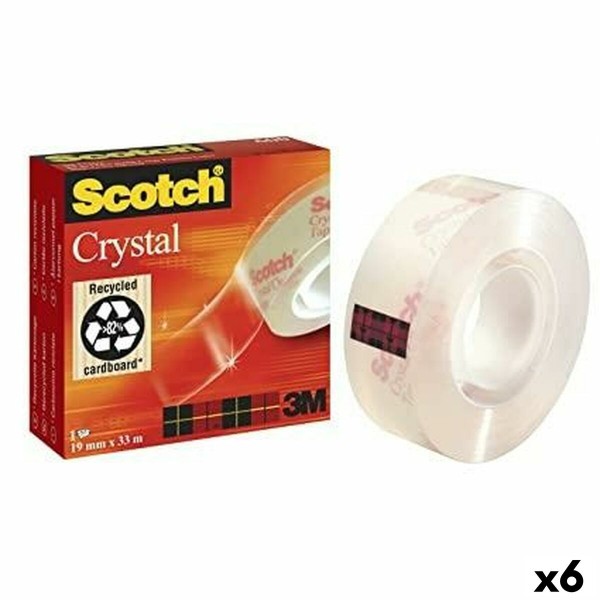 Клейкая лента Scotch Crystal 19 mm x 33 m Прозрачный (6 штук)