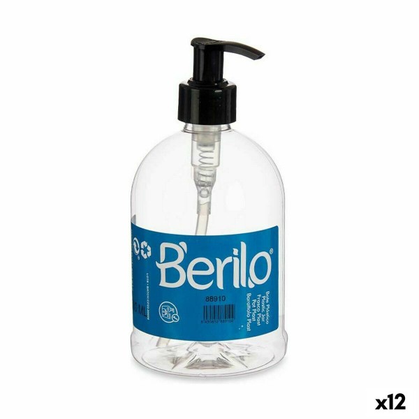 Saippua-annostelija Berilo SE1205-DOSIFICADOR Musta Läpinäkyvä Muovinen 500 ml 8 x 16,5 x 8 cm (12 osaa)