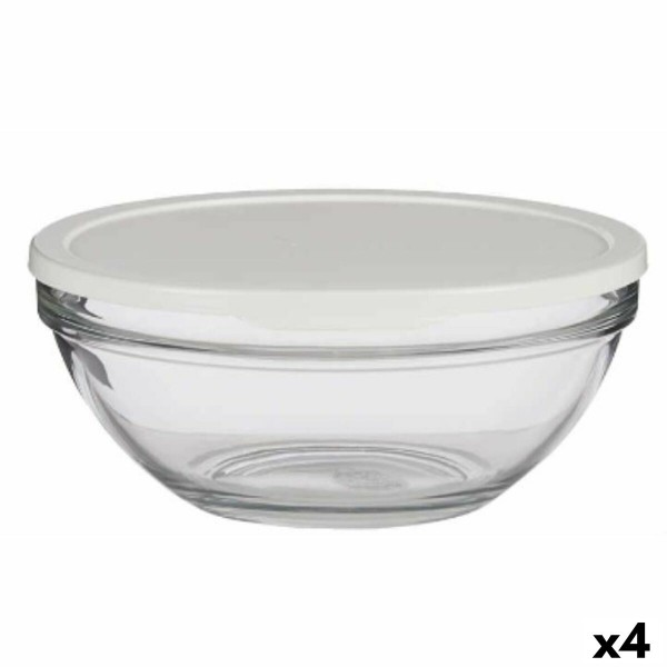 Apvali pietų dėžutė su dangteliu Pasabahce Chefs Balta 2,5 L 23,7 x 10,1 x 23,7 cm (4 vnt.)