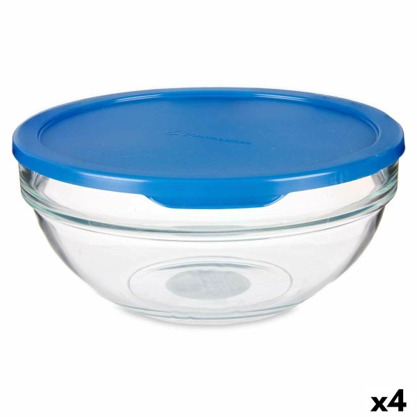 Pyöreä eväsrasia kannella Pasabahce Chefs Sininen 1,135 L 17,2 x 7,6 x 17,2 cm (4 osaa)