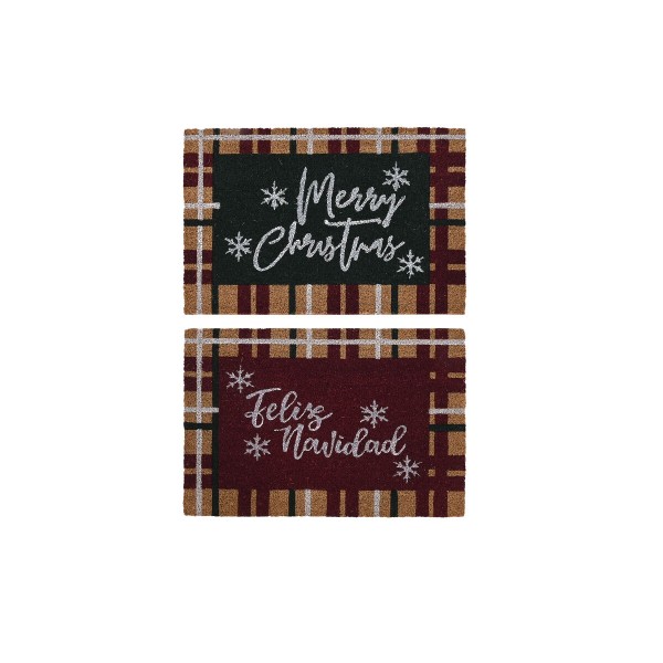 Kynnysmatto DKD Home Decor Valkoinen Ruskea Punainen Vihreä PVC Kookoskuitu 60 x 40 x 1,5 cm (2 osaa)